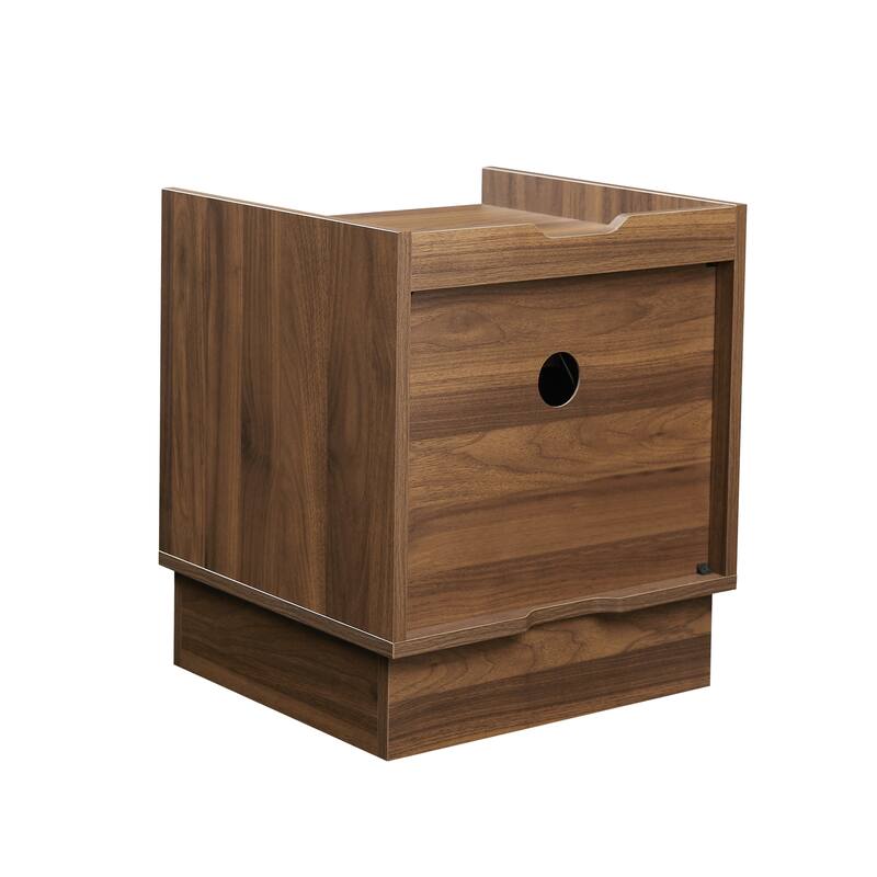 LED Nightstand with Charging Station, Sofa Side Table with 2 Drawers & Extended Bookshelf, Multi-functiona Entryway Table