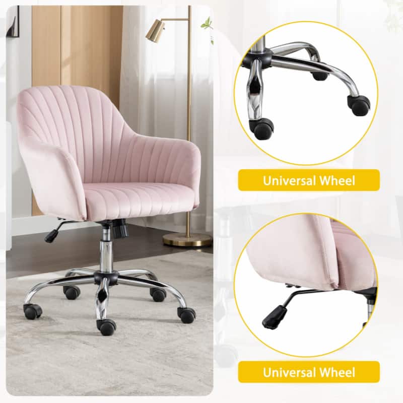 Accent chair Modern home office leisure chair with adjustable velvet height and adjustable casters