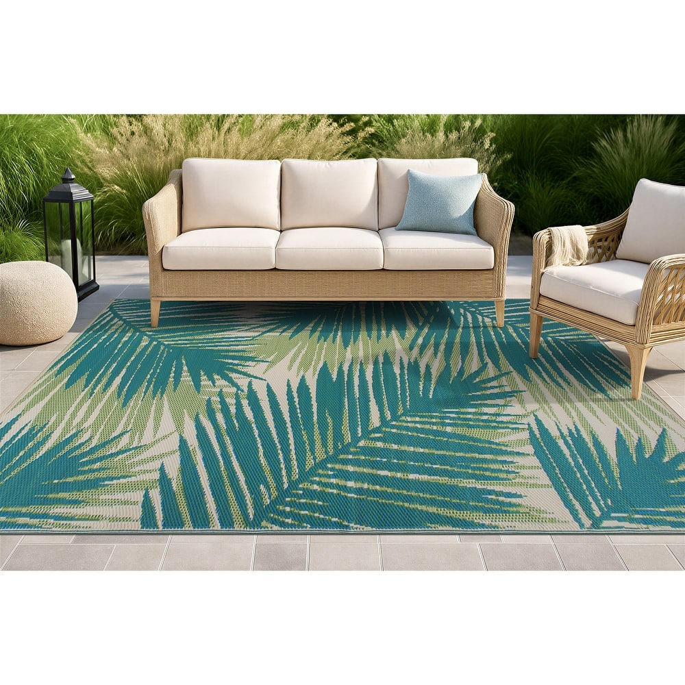 Tropical Floral Reversible Plastic Outdoor Rugs