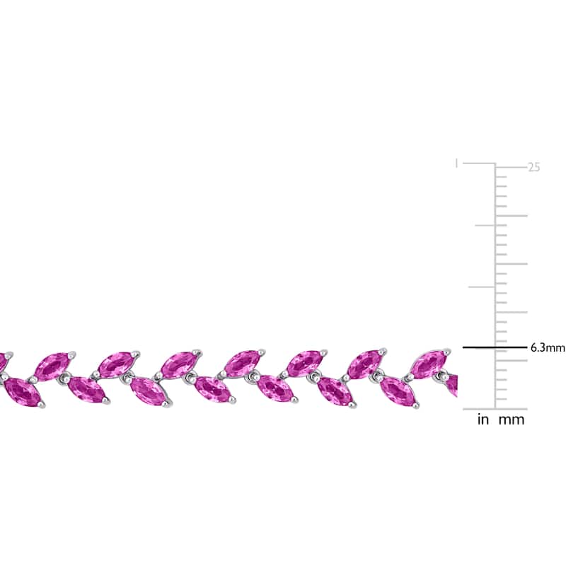 Miadora 12ct TGW Created Pink Sapphire Bracelet in Sterling Silver