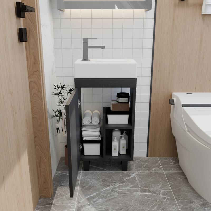 16" Freestanding Bathroom Vanity Sink Combo for Small Space