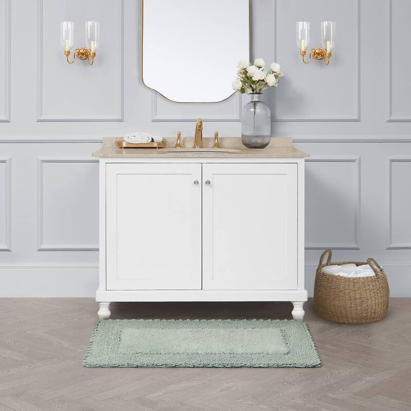 Laura Ashley Ruffle Border Pure Cotton Bath Rugs