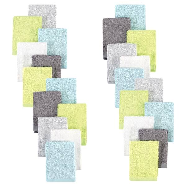slide 1 of 1, Hudson Baby 24Pc Rayon from Bamboo Woven Washcloths, Gray Mint Lime, One Size - Gray Mint Lime - One Size One Size - Gray Mint Lime