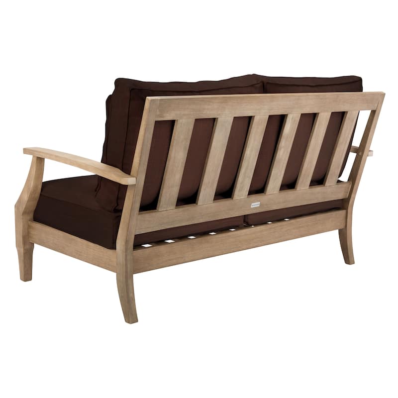 SAFAVIEH Couture Martinique Wood Patio Loveseat - 56"W x 35"D x 32"H