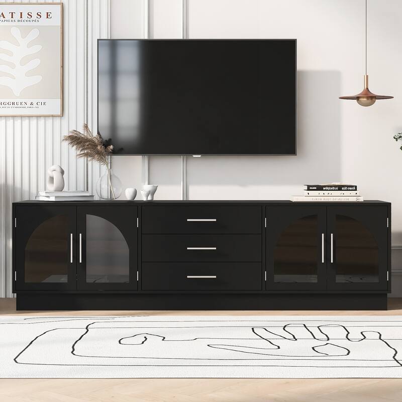 Minimalist TV Stand with Adjustable Shelves and Multiple Storage Options for Living Room