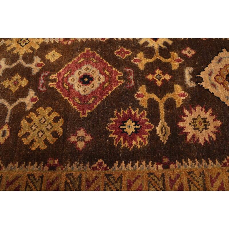 ECARPETGALLERY Hand-knotted Finest Agra Jaipur Dark Brown Wool Rug - 7'8 x 9'7