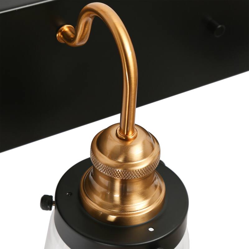 Cozia Luxury Modern Farmhouse Bathroom Vanity Light Black Gold Wall Sconce with Clear Glass