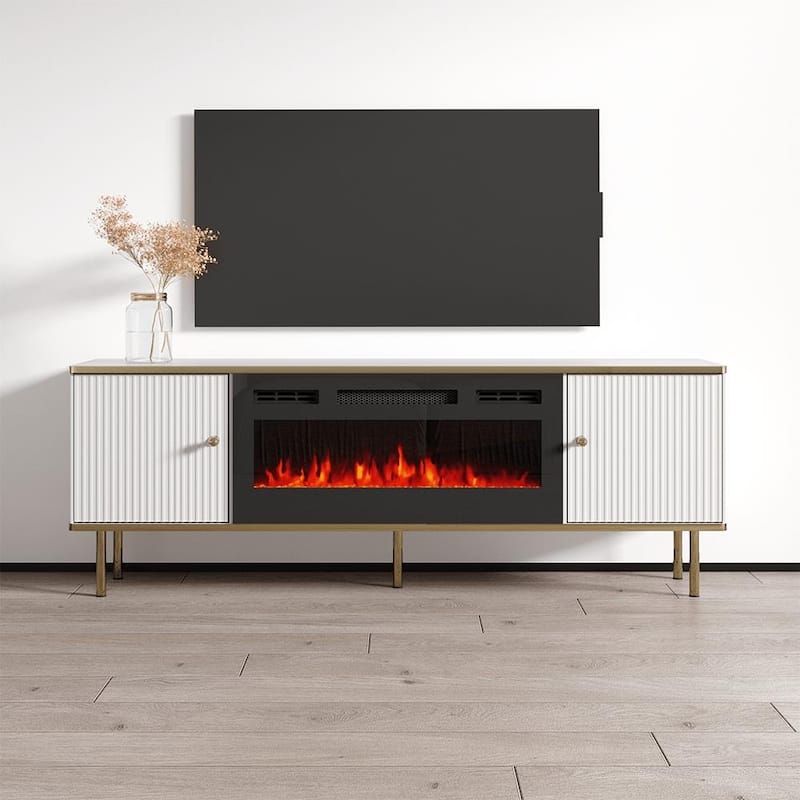 Camelia BL-EF Electric Fireplace 63" TV Stand - White