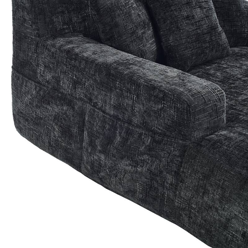 Modern Chenille Lazy Sofa Chaise Lounge Armchair Sofa Bed with 3 Pillows for Living Room Bedroom