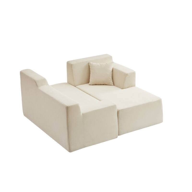 96.46" L-Shaped Corduroy Sectional Sofa, No Assembled Required