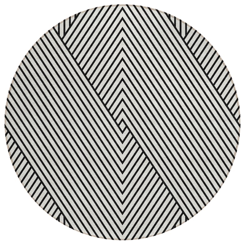 Machine Washable Indoor/ Outdoor Modern Geo Chantille Rug