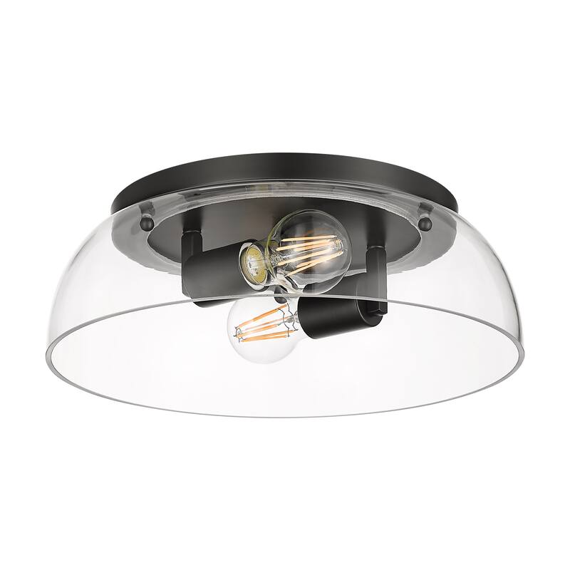 Yep by Golden Lighting Duncan 2-light Flush Mount in Matte Black and Clear Glass