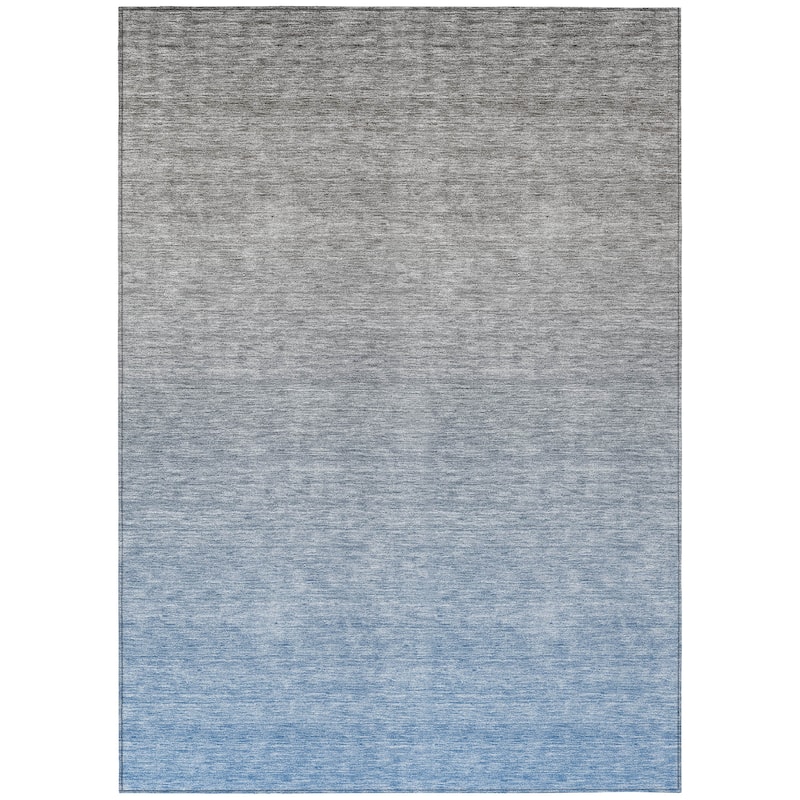 Machine Washable Indoor/ Outdoor Chantille Solid Ombre Rug