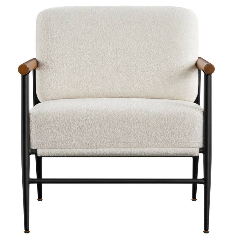 Yaheetech Mid-century Boucle Accent Chair with Metal Frame, Ivory - 27.5"×30"×32.5"