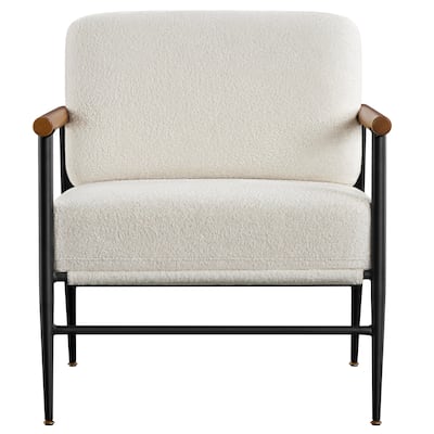 Yaheetech Mid-century Boucle Accent Chair with Metal Frame, Ivory - 27.5"×30"×32.5"