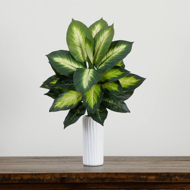 Golden Dieffenbachia Artificial Plants - 20" - Green - Set of 6