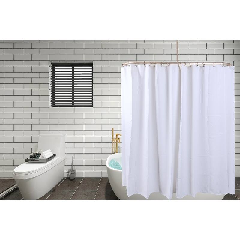 Utopia Alley Rustproof Aluminum D-shape Shower Curtain Rods 60 Inch Large Size by 25 Inch, with White Shower curtain 180x70 inch