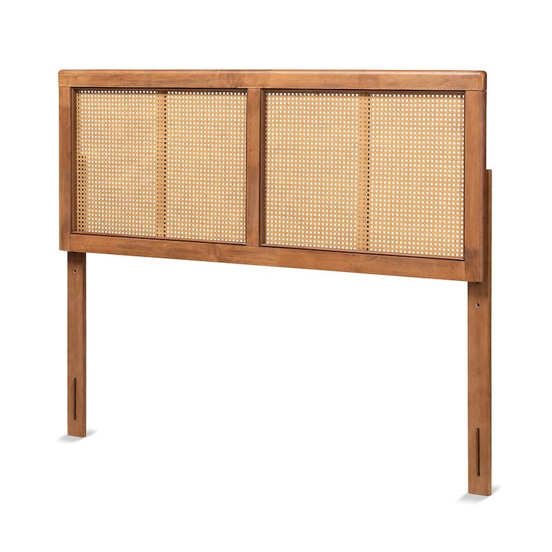 Gilbert Ash Walnut Wood and Synthetic Rattan Headboard - Queen