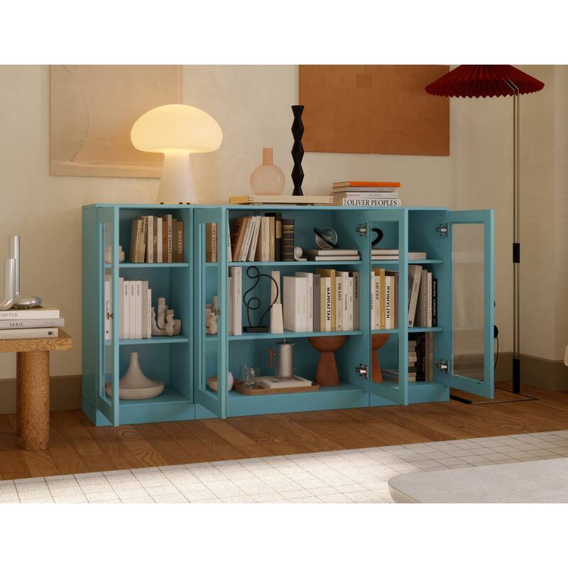 Palace Imports 100% Solid Wood 65" Sideboard with Clear Glass Doors and Adjustable Shelves