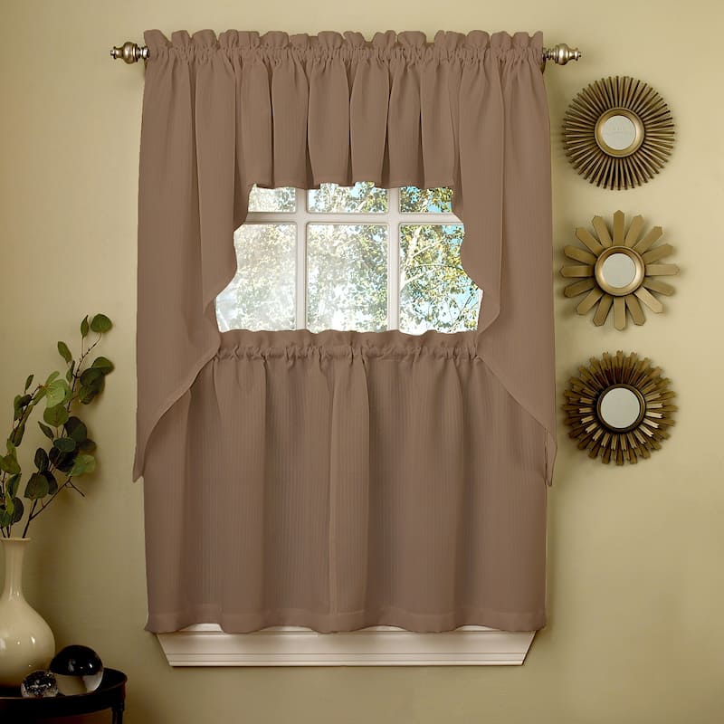 Opaque Ribcord Kitchen Curtain Pieces - Tiers/ Valances/ Swags