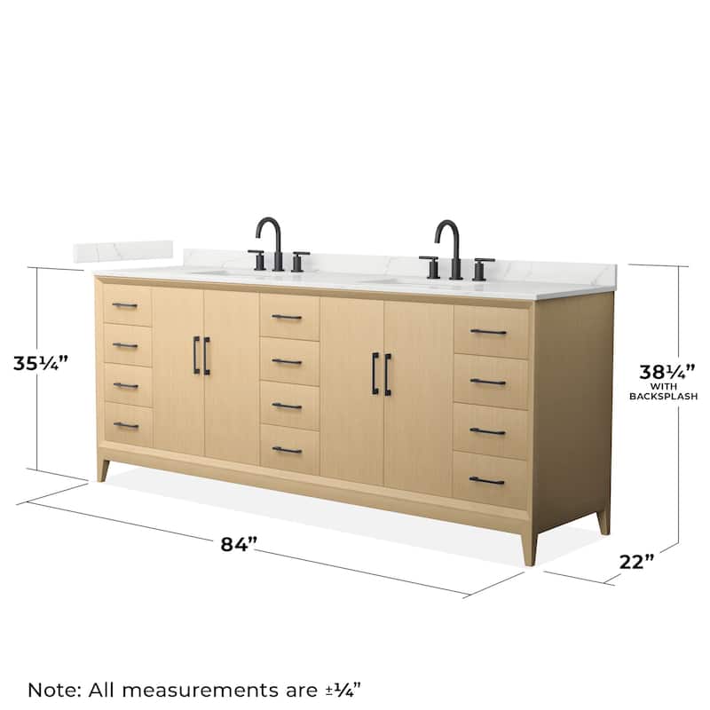 Wyndham Collection WCH7575-84D-QTZ-US3MXX Janna 84" Free Standing