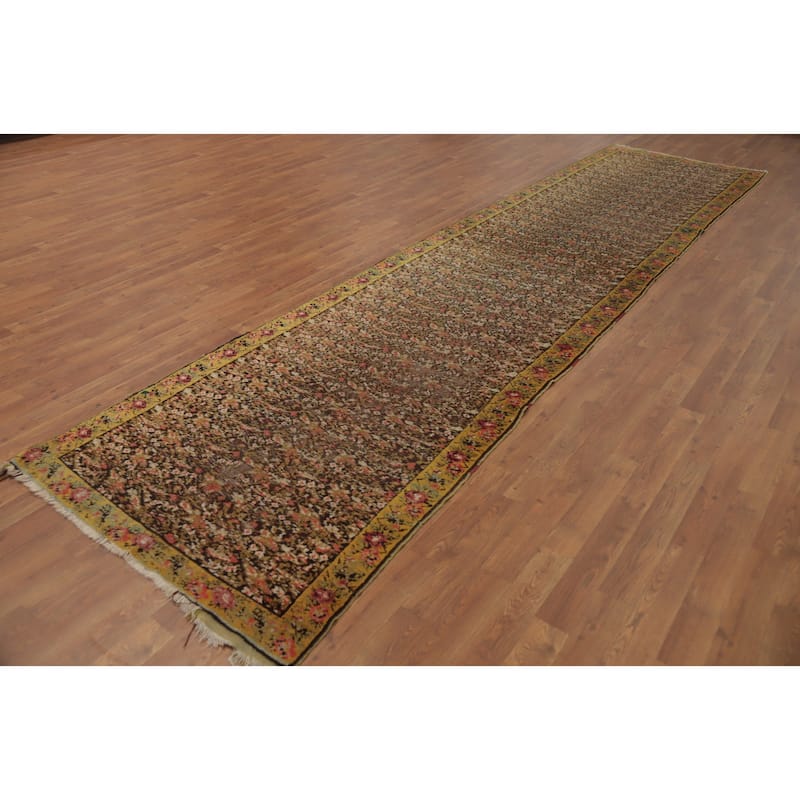 Hand Knotted Oriental 100% Wool Carpet Traditional All-Over Multi-Colored Bakhtiari Runner Rug - 14' 4'' X 3' 5''