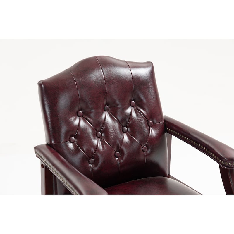Leather Reception Guest Chairs W/Padded Seat and Arms Ergonomic Mid-Back Conference Office Guest Chairs