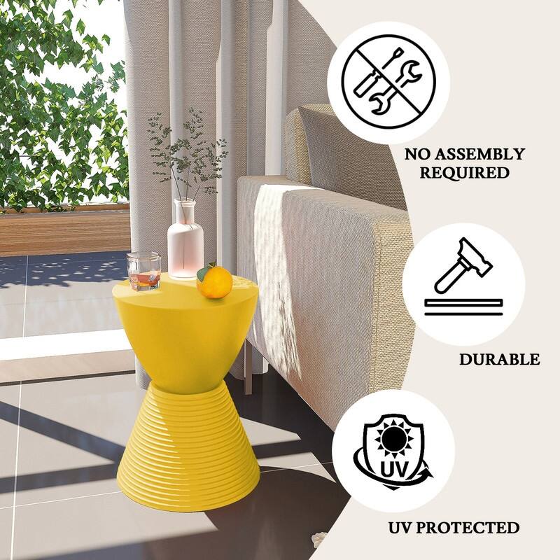 Boyd Round Side Table with Ribbed Design Base - Accent Hourglass End Table with Removable Lid for Living Room & Bedroom