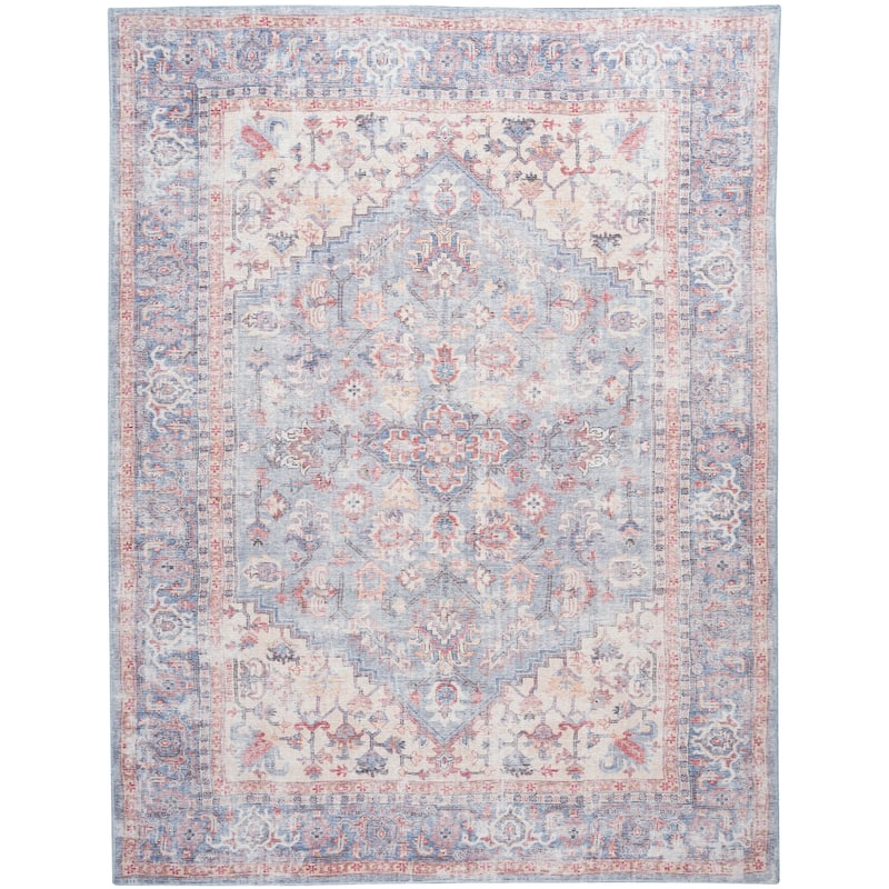 New Concept Washables Vintage Medallion Machine Washable Area Rug - 9' 2" x 12' - Blue/Multi