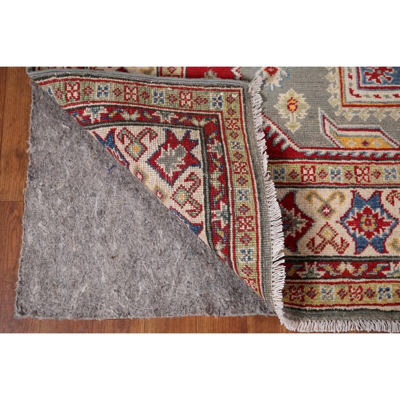 Grey Kazak Oriental Area Rug Handmade Wool Carpet - 4'11" x 6'8"