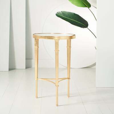 SAFAVIEH Couture Carly Round Gold Leaf Accent Table - 16" W x 16" L x 25" H
