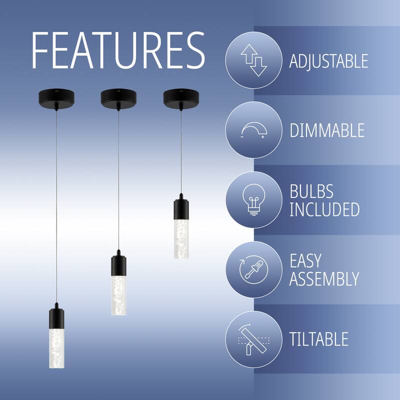 Cristal 1-Light Bubble Acrylic/Iron Modern Minimalist Integrated LED Pendant, by JONATHAN Y - 1 Light