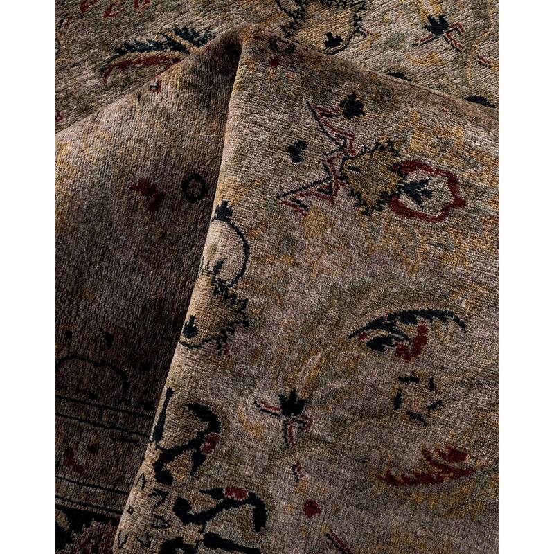 Overton Hand Knotted Wool Vintage Inspired Modern Contemporary Overdyed Gray Area Rug - 6' 1" x 8' 9"