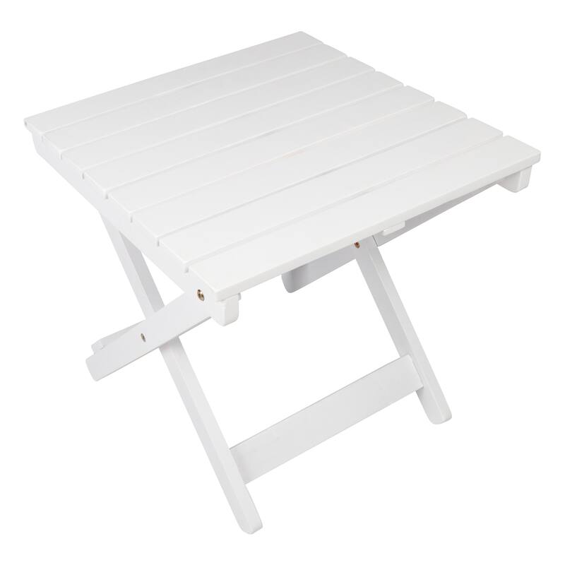 Newport Assembled Square Acacia Outdoor Folding Side Table - White
