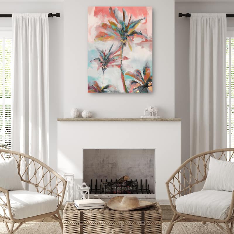 Coral Palm By Studio Arts Canvas Art Print