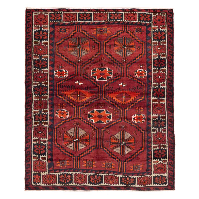 ECARPETGALLERY Hand-knotted Melis Vintage Dark Red Wool Rug - 6'0 x 7'4