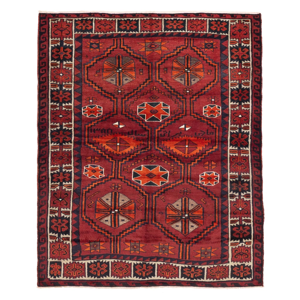 ECARPETGALLERY Hand-knotted Melis Vintage Dark Red Wool Rug - 6'0 x 7'4