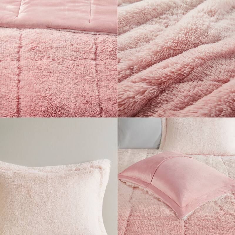 Intelligent Design Ella Ombre Shaggy Long Fur Comforter Mini Set