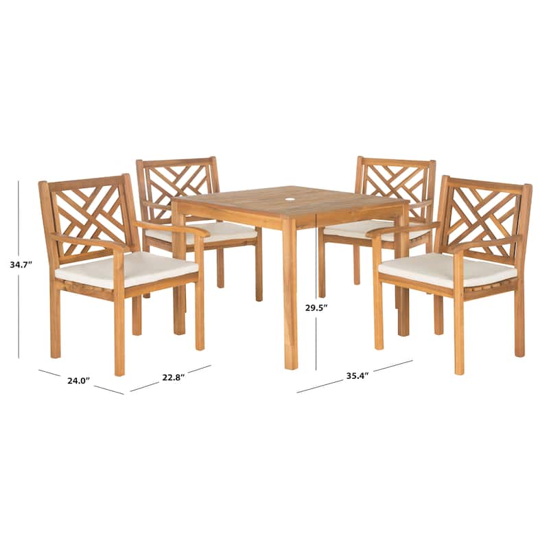 SAFAVIEH Outdoor Mali Acacia Wood 5-Piece Dining Set - 35Wx35Dx30H