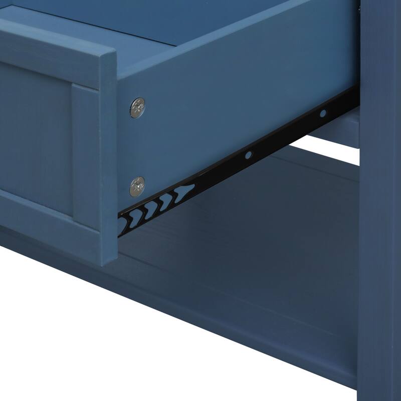 2 Drawer Side table,American style, End table,Suitable for bedroom, living room, study ，Blue