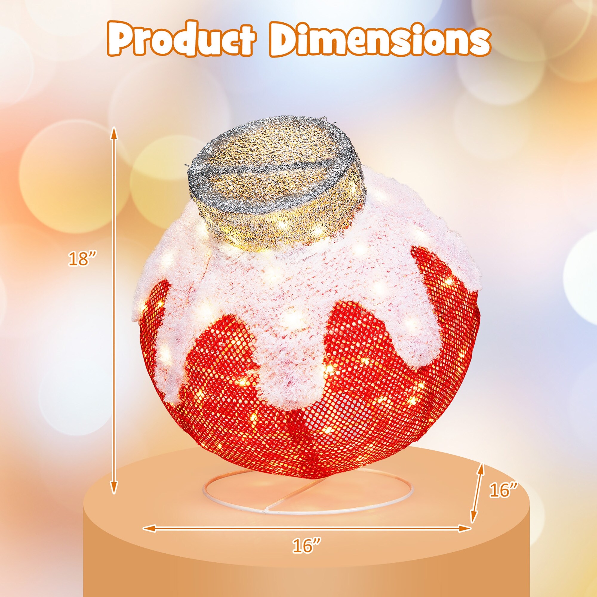 Gymax Outdoor Christmas Lantern Pop-Up Lighted Festive Ball w/ 80