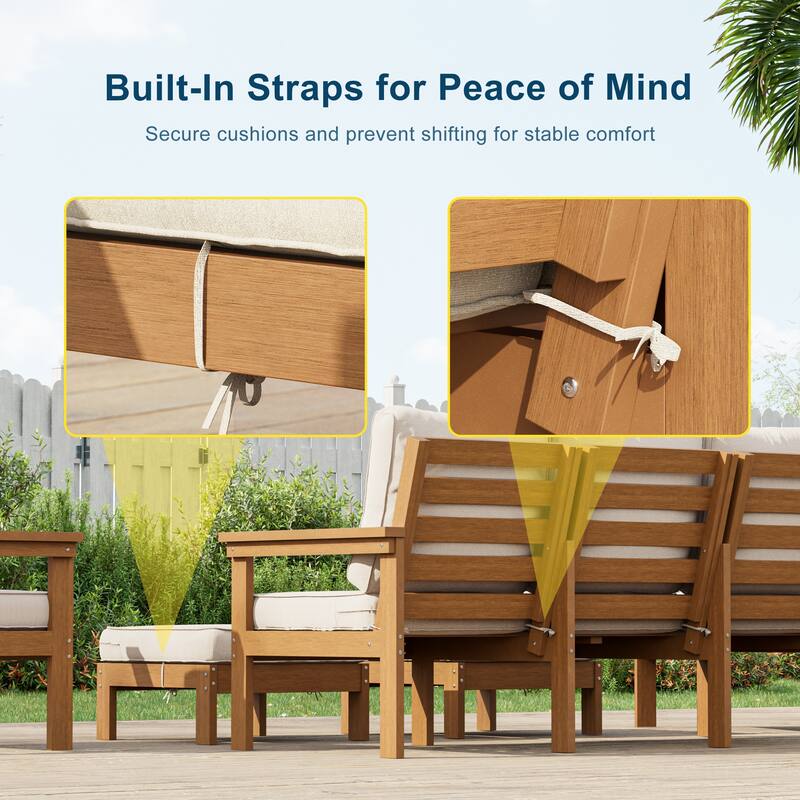 All-weather HIPS Outdoor Sofa Set with Detachable Cushions (Set of 5)