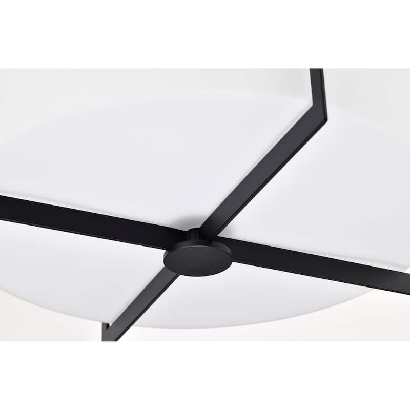 Roselle - 15 Inch Flush Mount - Matte Black with White Glass