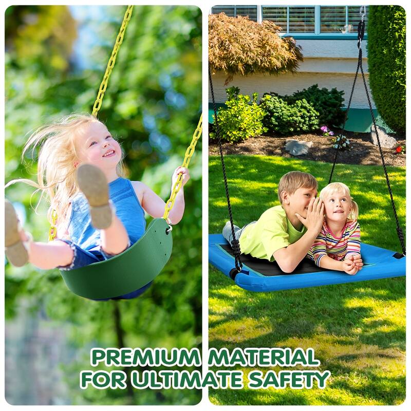 Hapfan 600lbs Heavy Duty Kids Metal Swing Set for Outdoor Backyard with 1 Platform Swing, 2 Belt Swings