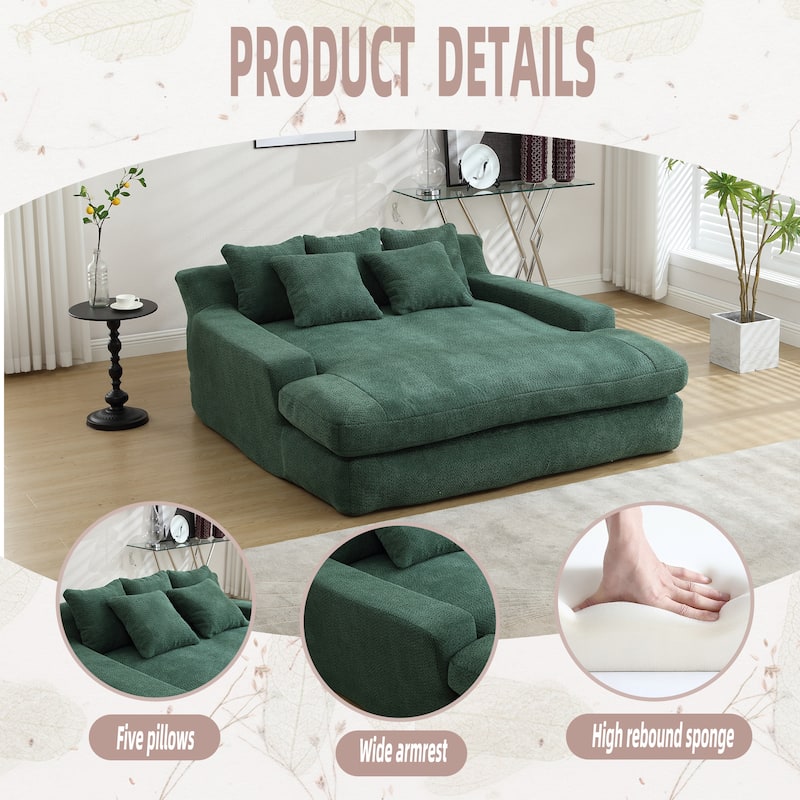 Chenille 2 Seater Sofa Bed for Home Theater, 66.93 Inch Wide Upholstered Lovesleeper Sofa with Pillows for Living Room, Club