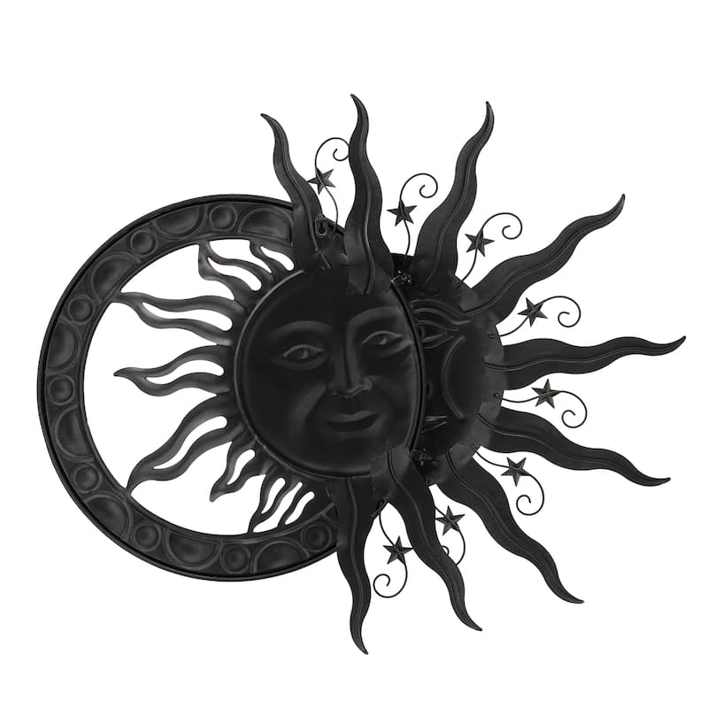 Glitzhome 33.5"L Metal Sun and Moon Wall Décor