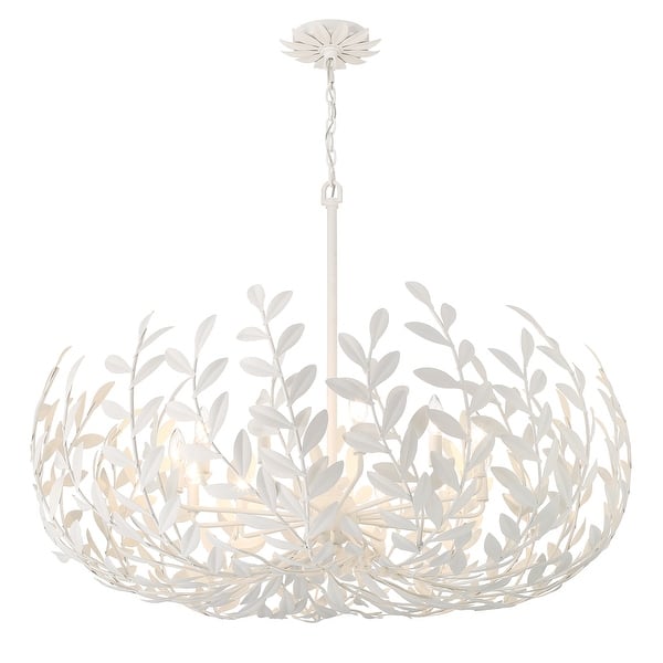 slide 2 of 7, Broche 12 Light Matte White Chandelier
