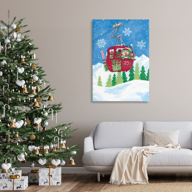 Stupell Snowman on Ski Lift Canvas Wall Art Design By Diane Kater
