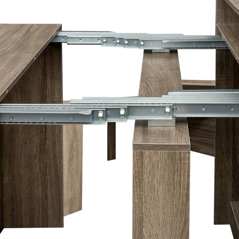 Modern Extendable Dining Table Sideboard with Storage Side Cabinet and Clean Lines for Dining Room