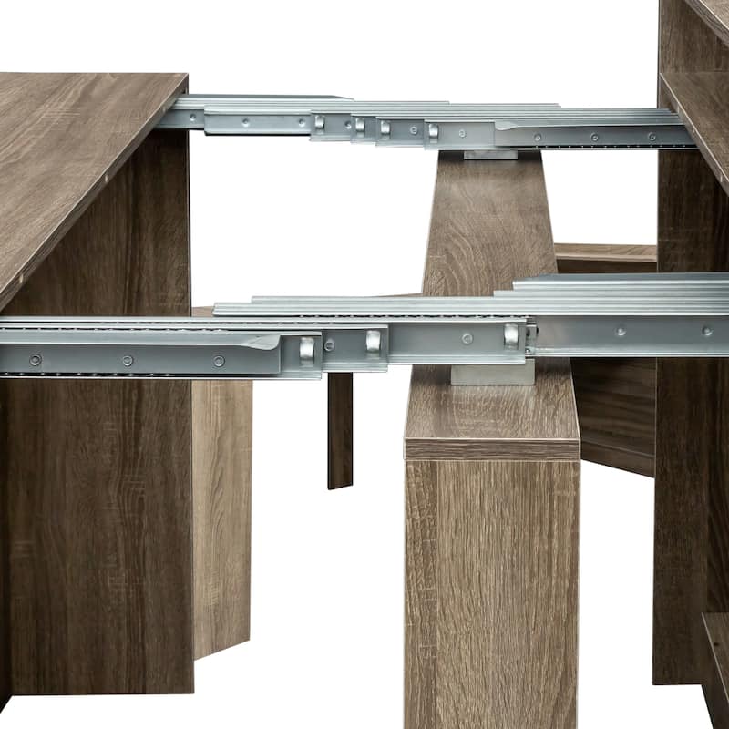 Multifunctional Extendable Console Table Dining Table, Rectangle Wooden Kitchen Dining Room Table